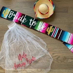 Final Fiesta Nacho Average Bride Veil Sombrero Sash Bachelorette Bride To Be